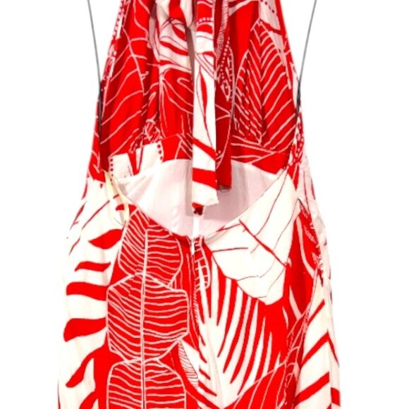 Farm Rio Palm Halter Jumpsuit White / Red Medium Pre-Loved - Picture 5 of 5